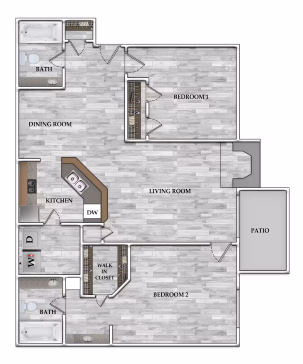 2x1 900 SF 415 floor plan